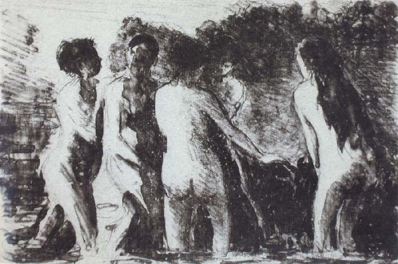 Camille Pissarro Line of bathers Spain oil painting art
